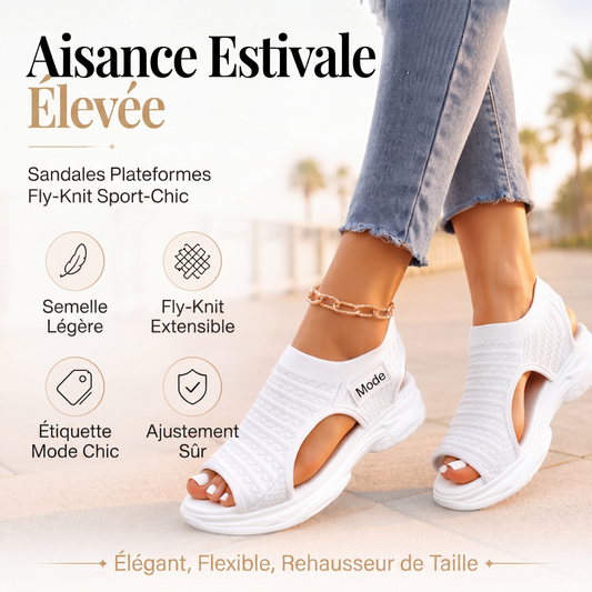 Sandales décontractées en tricot à semelle épaisse pour femme