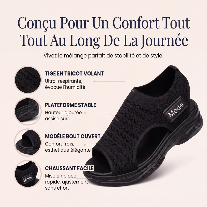 Sandales décontractées en tricot à semelle épaisse pour femme