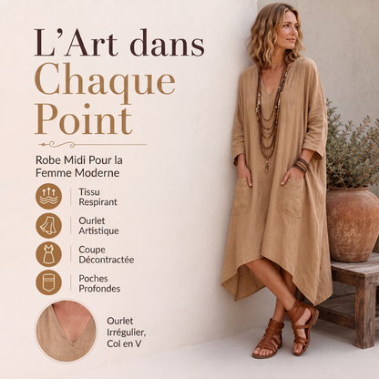 Robe asymétrique ample à col V pour femme