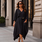 Robe asymétrique ample à col V pour femme