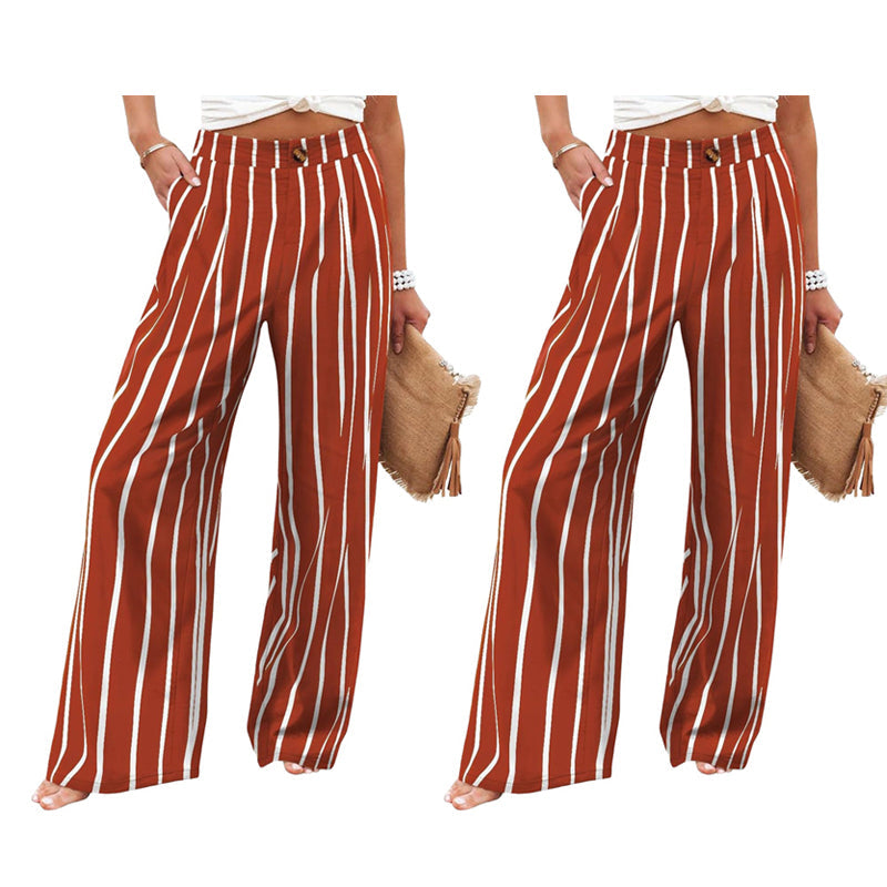 Pantalon décontracté à taille haute et jambes larges pour femme