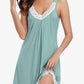 👗🌸 Chemise de nuit élégante en dentelle – col V, bordure en dentelle ajourée, coton respirant. -50 % DE RÉDUCTION ! 🔥