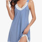 👗🌸 Chemise de nuit élégante en dentelle – col V, bordure en dentelle ajourée, coton respirant. -50 % DE RÉDUCTION ! 🔥
