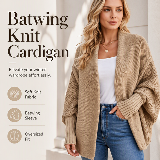 Cardigan en maille épaisse à manches chauve-souris pour femme