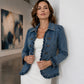 Veste en jean à volants et double boutonnage pour femme