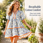 ⏰Soldes d'été : 50 % de réduction💃Mini-robe bohème décontractée pour femme, col en V, imprimé floral, manches courtes bouffantes et patchwork👍✨Tissu doux et coupe confortable