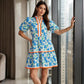 ⏰Soldes d'été : 50 % de réduction💃Mini-robe bohème décontractée pour femme, col en V, imprimé floral, manches courtes bouffantes et patchwork👍✨Tissu doux et coupe confortable