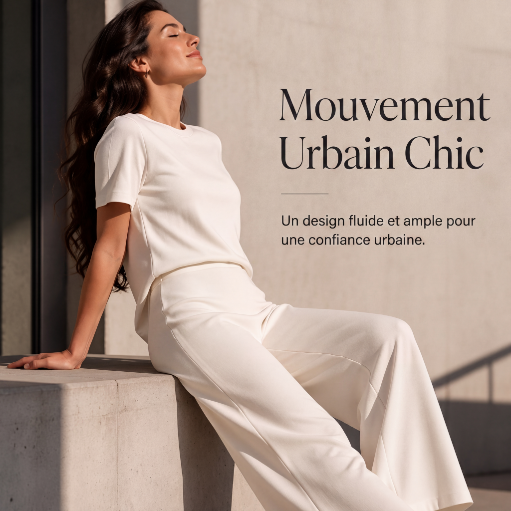Ensemble 2 pièces pour femme : haut et pantalon large