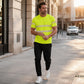 T-shirt rayé à blocs de couleur pour homme
