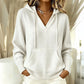 Pull décontracté à capuche et col V uni pour femme