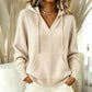 Pull décontracté à capuche et col V uni pour femme