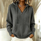 Pull décontracté à capuche et col V uni pour femme