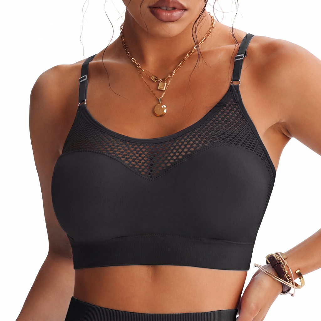 Soutien-gorge de sport push-up en maille ajourée pour femme