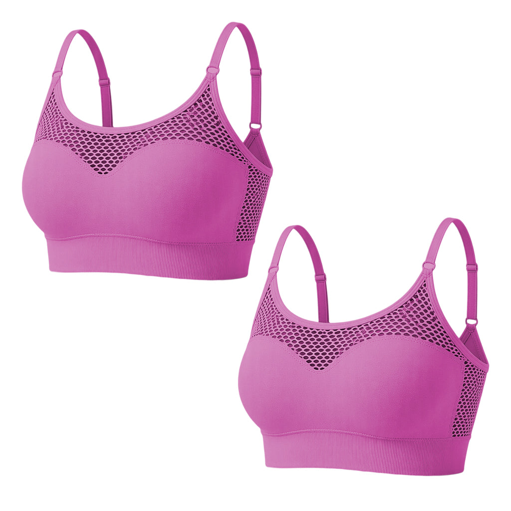 Soutien-gorge de sport push-up en maille ajourée pour femme