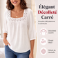 🌸 OFFRE LIMITÉE –50% ! ✨ Blouse pour femme à col carré en dentelle et crochet