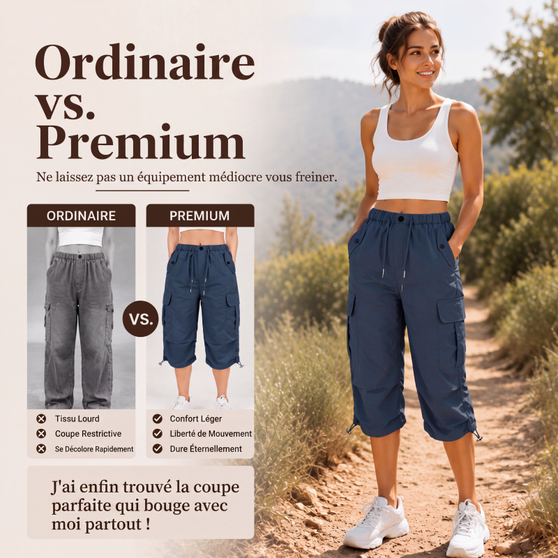Pantalon cargo capri léger et à séchage rapide pour femme
