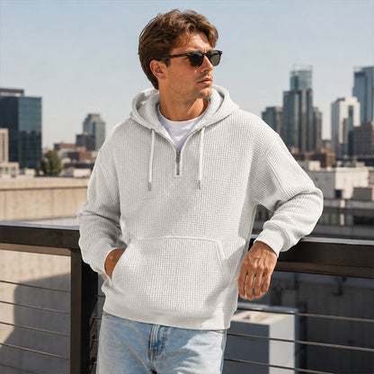 Sweat à capuche en maille à demi-zip pour homme