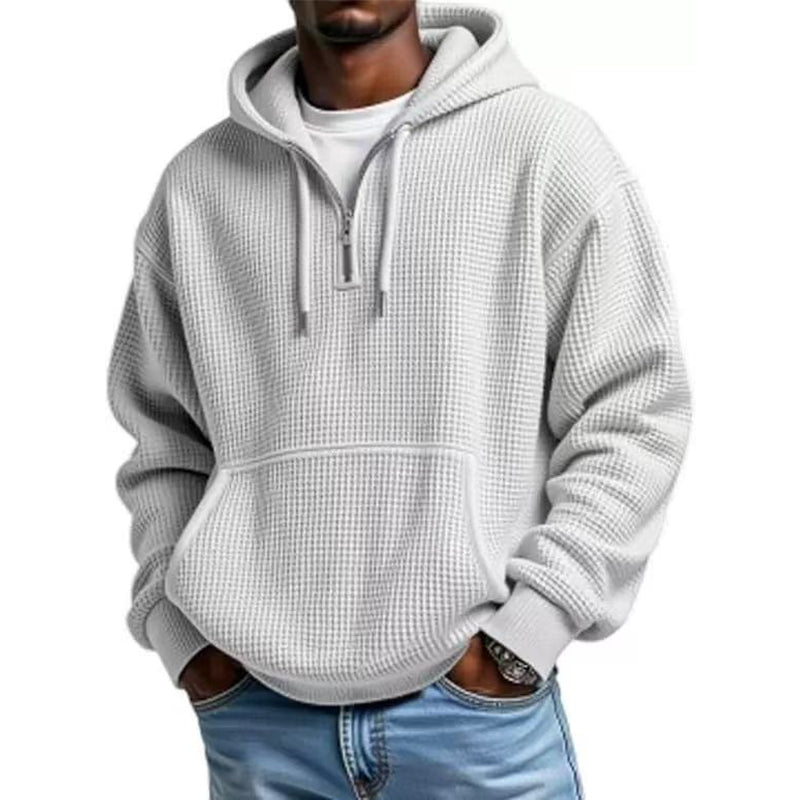 Sweat à capuche en maille à demi-zip pour homme
