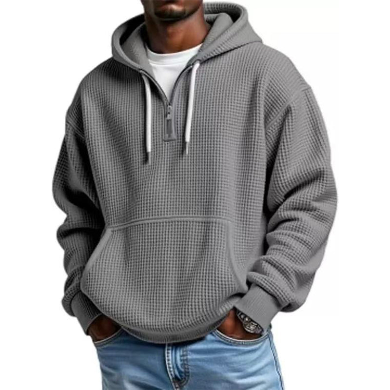 Sweat à capuche en maille à demi-zip pour homme