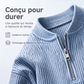 Sweat-shirt à col montant décontracté pour homme, en velours côtelé, avec quart de zip et manches longues