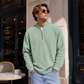 Sweat-shirt à col montant décontracté pour homme, en velours côtelé, avec quart de zip et manches longues