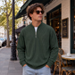 Sweat-shirt à col montant décontracté pour homme, en velours côtelé, avec quart de zip et manches longues