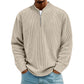 Sweat-shirt à col montant décontracté pour homme, en velours côtelé, avec quart de zip et manches longues