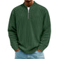 Sweat-shirt à col montant décontracté pour homme, en velours côtelé, avec quart de zip et manches longues