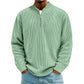 Sweat-shirt à col montant décontracté pour homme, en velours côtelé, avec quart de zip et manches longues