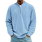 Sweat-shirt à col montant décontracté pour homme, en velours côtelé, avec quart de zip et manches longues