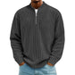 Sweat-shirt à col montant décontracté pour homme, en velours côtelé, avec quart de zip et manches longues