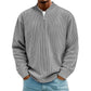 Sweat-shirt à col montant décontracté pour homme, en velours côtelé, avec quart de zip et manches longues