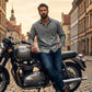 Chemise en denim délavé rétro pour homme