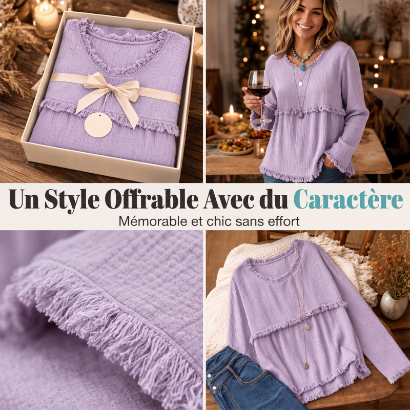 Haut décontracté vintage à franges pour femme