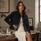 Veste en jean à coutures en dentelle pour femme
