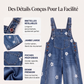 Salopette en jean coupe ample à imprimé floral pour femme
