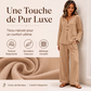 Ensemble pour femme : haut à col V à manches longues et pantalon large