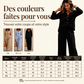 Ensemble pour femme : haut à col V à manches longues et pantalon large