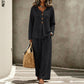 Ensemble pour femme : haut à col V à manches longues et pantalon large