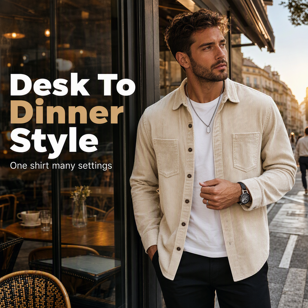 Veste-chemise décontractée en velours côtelé pour homme