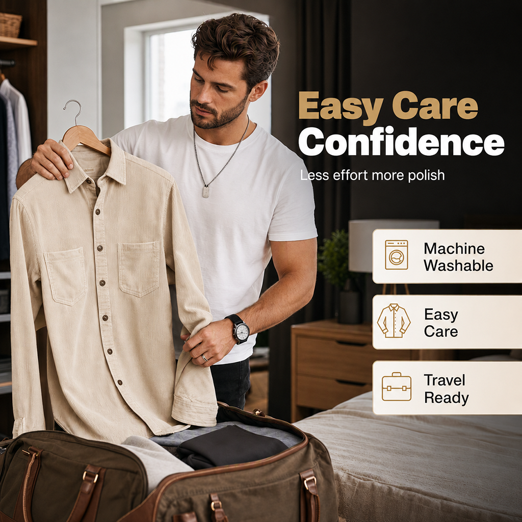 Veste-chemise décontractée en velours côtelé pour homme