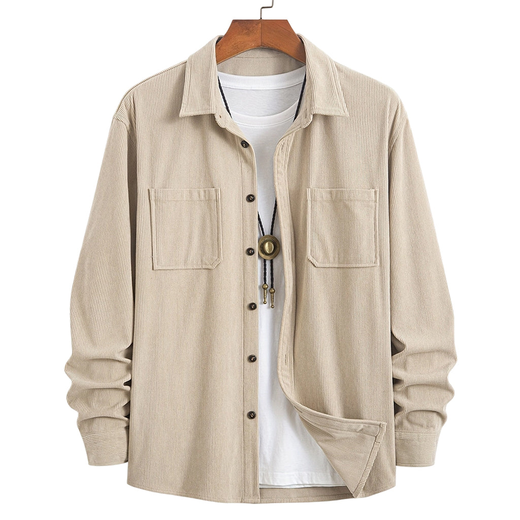 Veste-chemise décontractée en velours côtelé pour homme