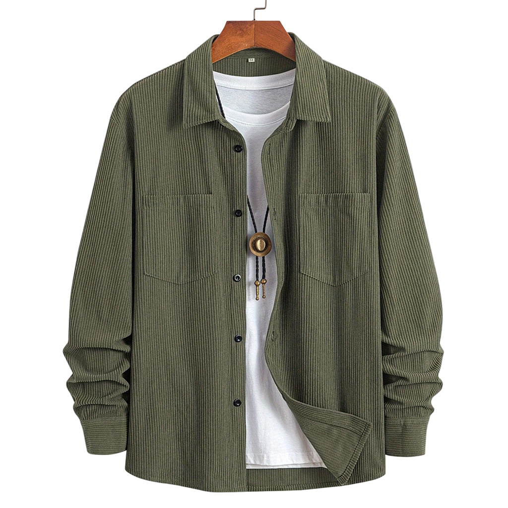 Veste-chemise décontractée en velours côtelé pour homme
