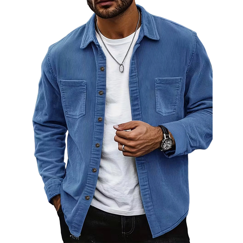 Veste-chemise décontractée en velours côtelé pour homme