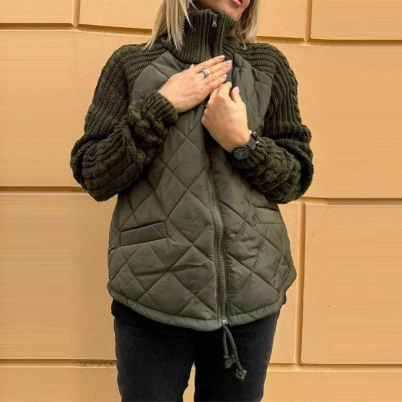 Veste matelassée en patchwork en tricot pour femmes