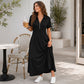 Robe longue décontractée pour femme, couleur unie, avec fermeture éclair