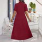 Robe longue décontractée pour femme, couleur unie, avec fermeture éclair