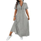 Robe longue décontractée pour femme, couleur unie, avec fermeture éclair