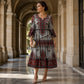 Robe bohème à col V et volants étagés pour femme