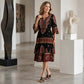 Robe bohème à col V et volants étagés pour femme